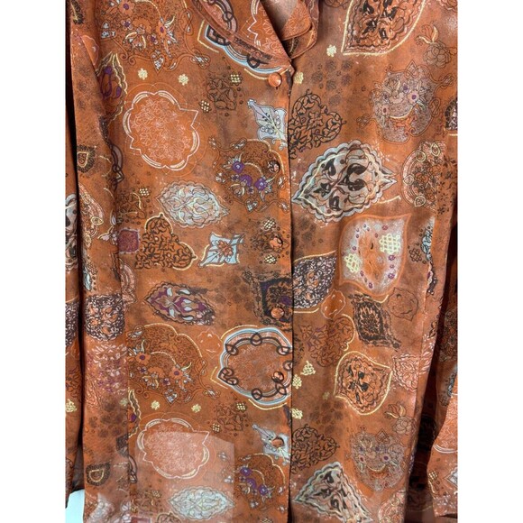 C J Banks Blouse Women's 2X Romantic Feminine Ruffled Neckline Gold Glitter - Picture 4 of 9